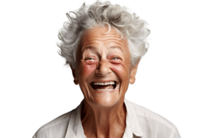 ai generato contento della nonna viso tiro isolato su trasparente sfondo. ai png