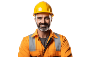 AI generated Happy construction worker team with crossed arms, isolated on transparent background. AI png