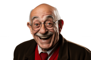 AI generated Happy Grandfather Face Shot Isolated on Transparent Background. AI png