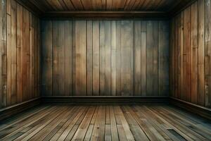 AI generated An empty wooden room, serene and waiting for purposeful design photo