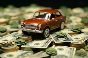 AI generated Car and money symbolizing financial accomplishments and prosperity AI Generated photo