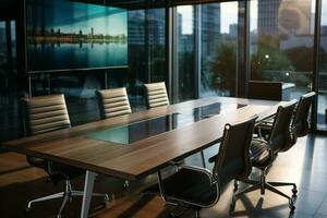 AI generated Business negotiations modern conference room in office for meetings photo