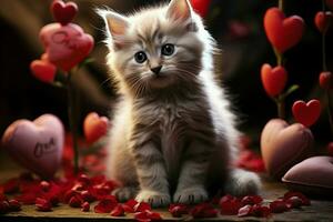 AI generated Affectionate kitty Cute kitten with a heart spreading warmth and joy AI Generated photo