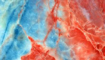 AI generated Abstract marble texture with cosmic look in blues, reds, and turquoise Fluid marble texture and organic pattern generated by ai photo