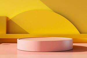 ai generado minimalista producto presentación, resumen podio plataforma en pastel colores foto