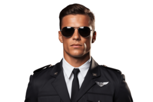 ai généré pilote avec aviateur des lunettes de soleil sur transparent Contexte. ai png