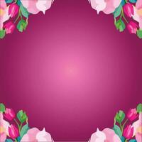 Border frame of Pink Tulips, Beautiful and gentle with a pink background. vector