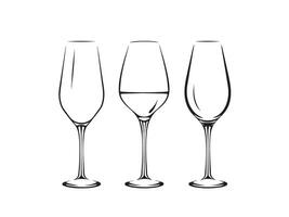 vino vaso conjunto, vector conjunto de elegante cristalería