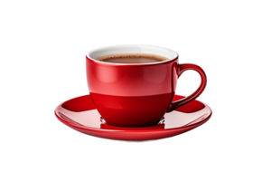 ai generiert rot Kaffee Tasse auf ein transparent Hintergrund. ai png