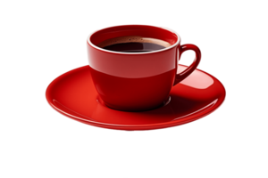 ai generado rojo café taza en un transparente antecedentes. ai png