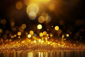 AI generated Celebration allure Golden glitter spatter creates a bokeh lighting texture photo