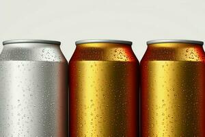 AI generated White background accentuates aluminum cans, a versatile design element photo