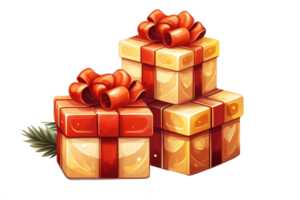 AI generated Christmas Gifts Sticker Illustration on a Transparent Background. AI png