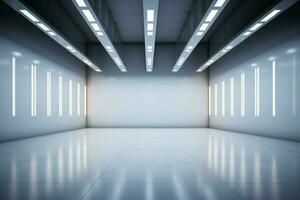 AI generated Spatial magic Empty room bathed in top light, 3D rendering photo