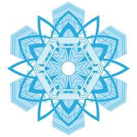 Big crystal snowflake in blue colors on white background. vector