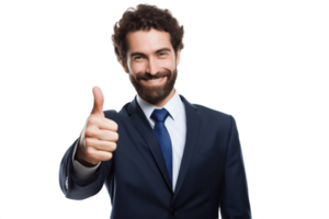 AI generated Smiling Business Consultant Thumbs Up Isolated on Transparent Background. AI png