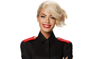 AI generated Happy Flight Attendant Posing, Face Shot, Isolated on Transparent Background. AI png