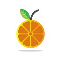 Orange fruit with leaf and slice. Orange icon vector for web, computer and mobile app.