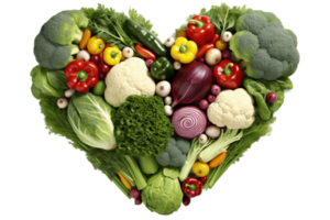 AI generated Assorted Vegetables Forming Heart Shape, Isolated on a Transparent Background. AI png