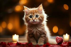 ai generado reconfortante felino amor un gatito acurrucarse un corazón un escena de puro monería ai generado foto