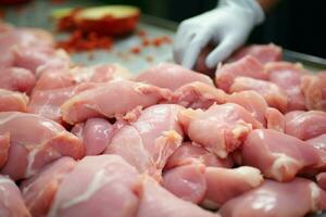 AI generated Chicken meat production process from farm to processing AI Generated photo