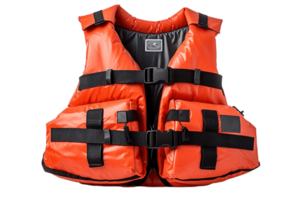 AI generated Front View of Life Jacket Isolated on Transparent Background. AI png