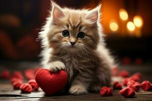 AI generated Affectionate kitty Cute kitten with a heart spreading warmth and joy AI Generated photo