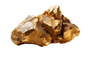 AI generated Gold Nugget Isolated on Transparent Background. AI png