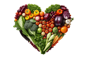 AI generated Assorted Vegetables Forming Heart Shape, Isolated on a Transparent Background. AI png