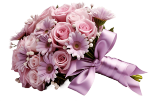 ai généré cadeau emballé mariage fleur bouquet, isolé sur une transparent Contexte. ai png