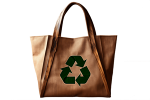 ai généré éco sac avec recycler icône sur une transparent Contexte. ai png