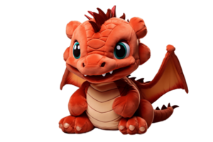 AI generated Adorable Dragon Stuffed Toy on a Transparent Background. AI png