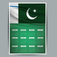 Calendar week starts Monday with a corporate design template Pakistan flag with Pakistan theme color all month vector. vector