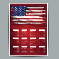 The calendar week starts Monday Corporate design template American flag with American theme color all month Illustration. vector