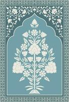 Traditional Indian flower motif. Mughal hand drawn Mughal wall paintings. Mughal illustration for wall painting. Botanical floral ethnic motif. vector