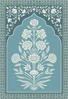 Traditional Indian flower motif. Mughal hand drawn Mughal wall paintings. Mughal illustration for wall painting. Botanical floral ethnic motif. vector