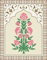 Traditional Indian Mughal plant illustration. Mughal Flowers Motif Miniature Painting. vector