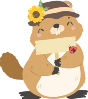 marmotte avec fleur illustration png