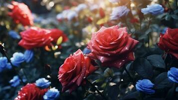 ai generado rosas en el jardín foto