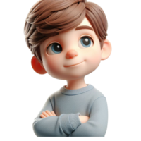 3d render illustration of cute boy png