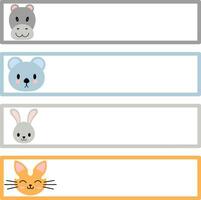 Vector rectangle cute animal head illustration