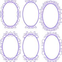 Vector set mirror ornament frame