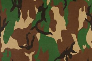 Camouflage pattern on cloth. Woodland style. photo