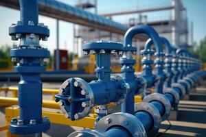 AI generated Pipeline valves. Gas transportation with gas or pipeline valves photo