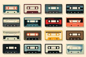 AI generated Collection of Retro music audio cassette tape photo