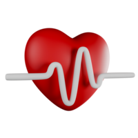 Heartbeat heartbeat pulse isolated on transparent background. 3d rendering png