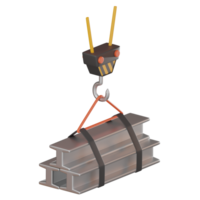 Construction Crane and Steel Beam Icon. 3D render png