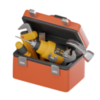 Craftsman's Arsenal Toolbox and Construction Tools Icon for DIY Enthusiasts. 3D renderCraftsman's Arsenal Toolbox and Construction Tools Icon for DIY Enthusiasts.3D render png