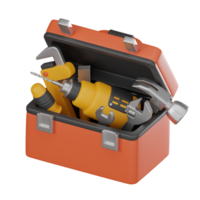 Craftsman's Arsenal Toolbox and Construction Tools Icon for DIY Enthusiasts. 3D renderCraftsman's Arsenal Toolbox and Construction Tools Icon for DIY Enthusiasts.3D render png