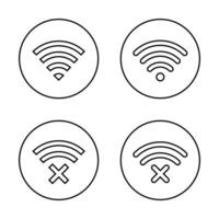 Connect and disconnect wifi line icon on circle outline vector
